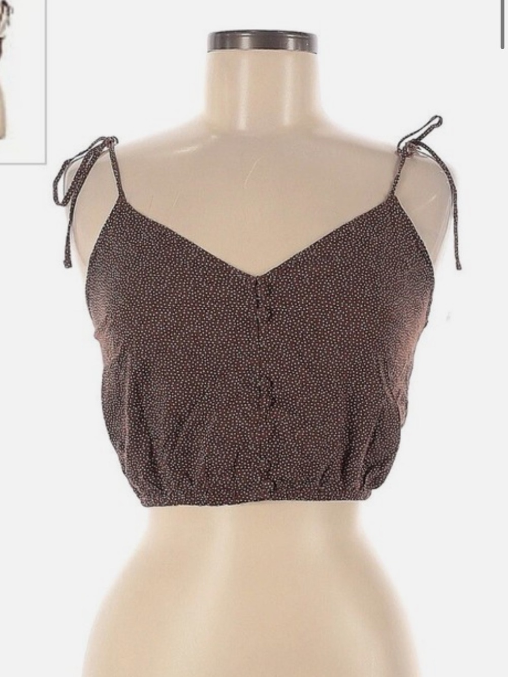 Abercrombie & Fitch Brown Polka Dot Tie-Strap Crop Top